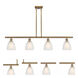 Ballston Castile 4 Light 48 inch Brushed Brass Island Light Ceiling Light in White Glass, Ballston