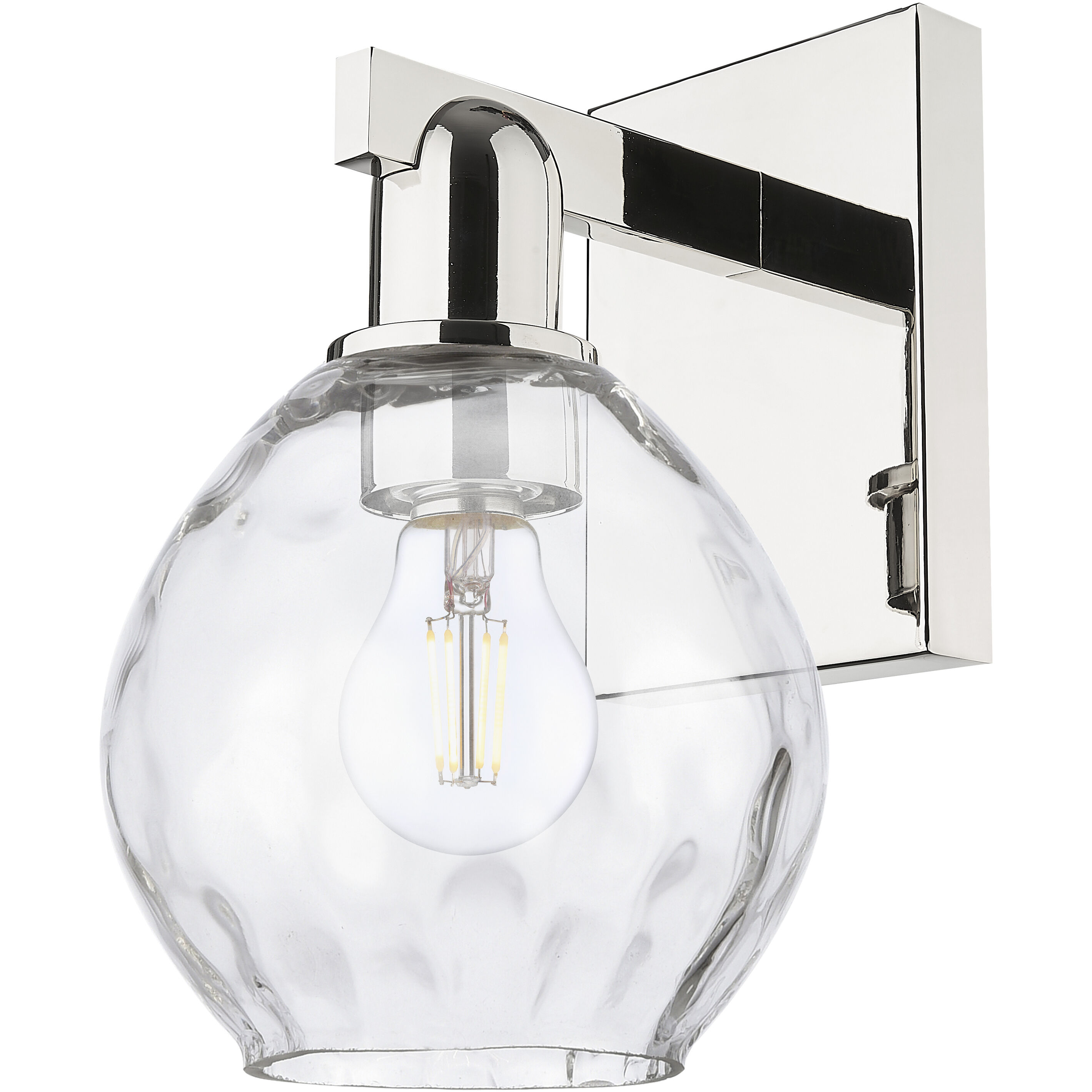 Arcadia Waverly Armed Sconce Wall Light in Polished Nickel