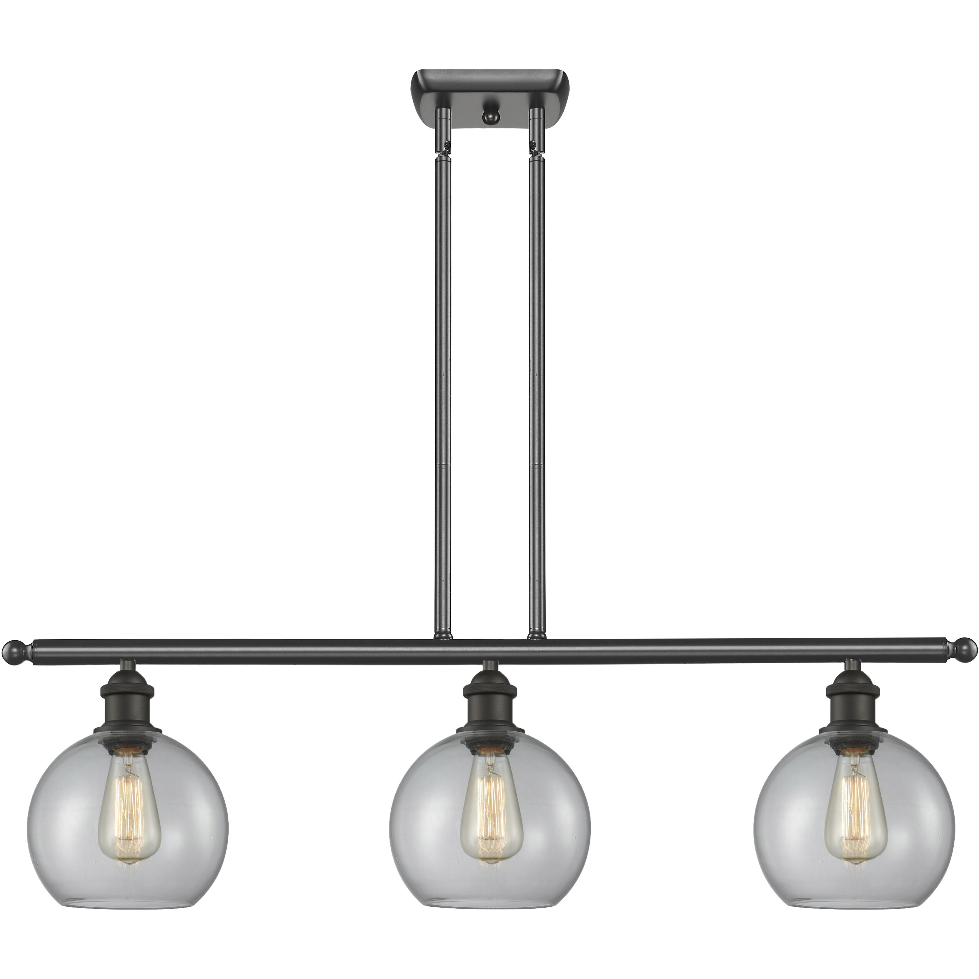 Ballston Athens 3 Light 42 inch Oil Rubbed Bronze Island Light Ceiling Light in Clear Glass, Ballston