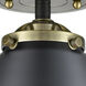 Nouveau Appalachian LED 8 inch Black Antique Brass Semi-Flush Mount Ceiling Light in Matte Black, Nouveau