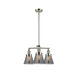 Franklin Restoration Small Cone LED 19 inch Polished Nickel Chandelier Ceiling Light in Plated Smoke Glass, Franklin Restoration