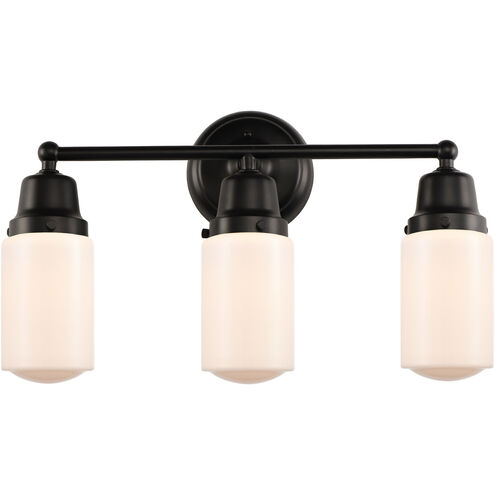 Aditi Dover 3 Light 20.5 inch Matte Black Bath Vanity Light Wall Light, Aditi