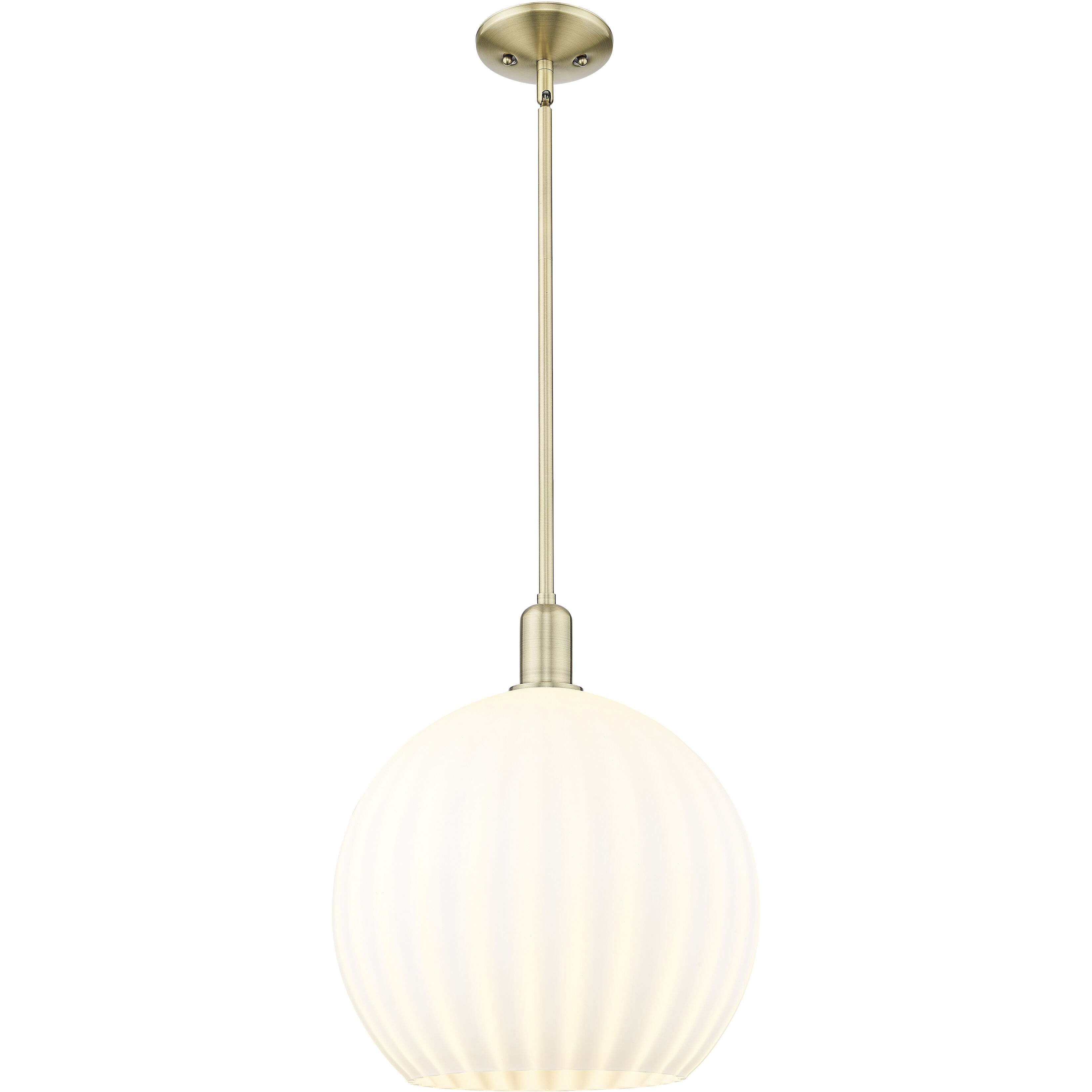 Arcadia White Venetian 1 Light 13.75 inch Antique Brass Mini Pendant Ceiling Light