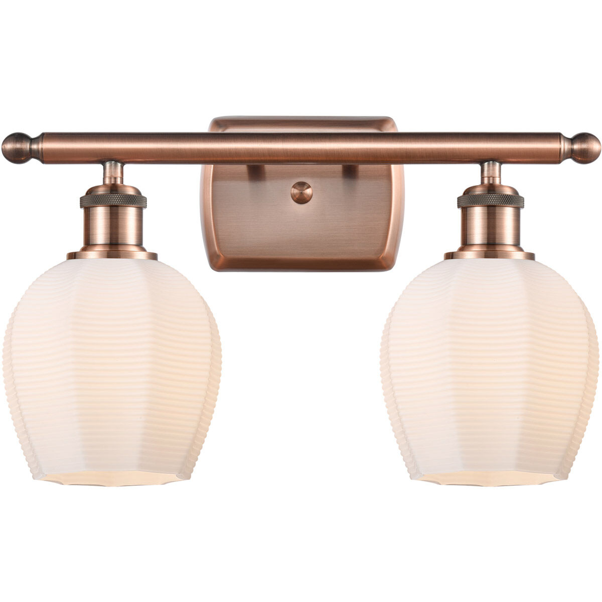 Ballston Norfolk LED 16 inch Antique Copper Bath Vanity Light Wall Light in Matte White Glass