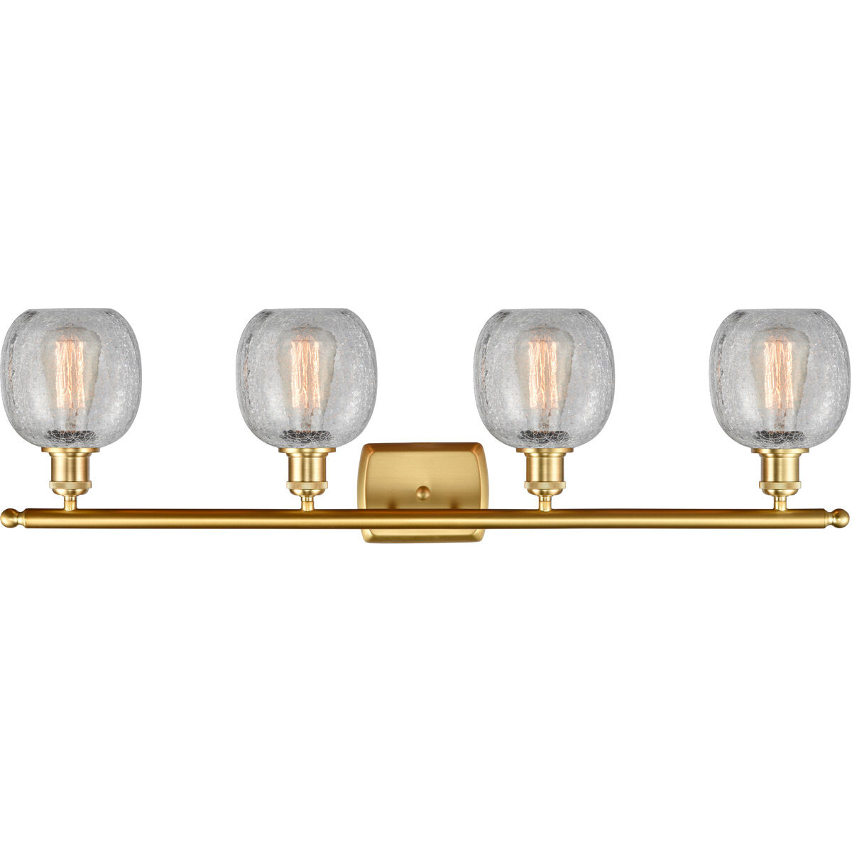 Ballston Belfast LED 36 inch Satin Gold Bath Vanity Light Wall Light in Clear Crackle Glass, Ballston