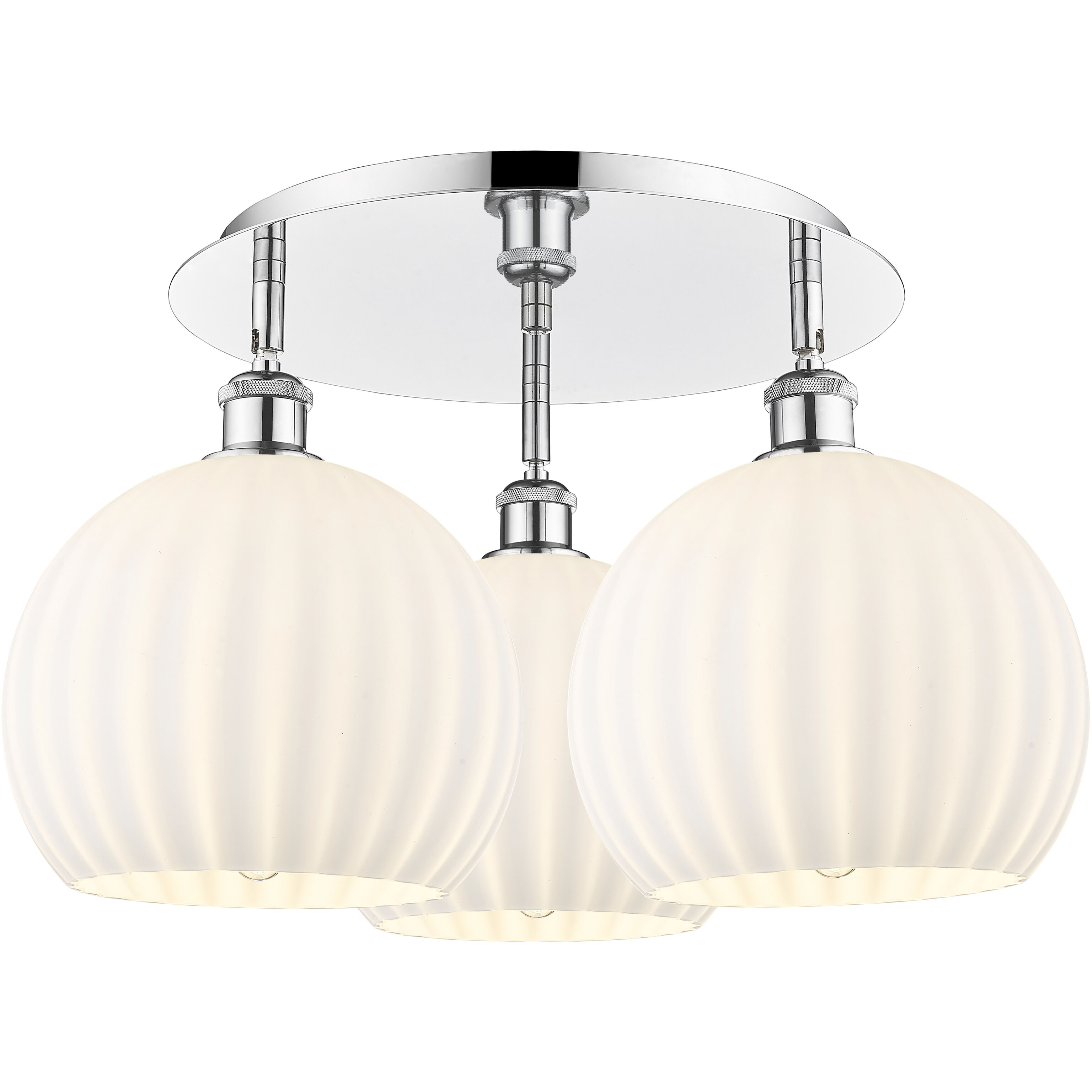 Ballston White Venetian 3 Light 21.75 inch Polished Chrome Flush Mount Ceiling Light