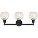 Edison White Mouchette 3 Light 24 inch Matte Black Bath Vanity Light Wall Light