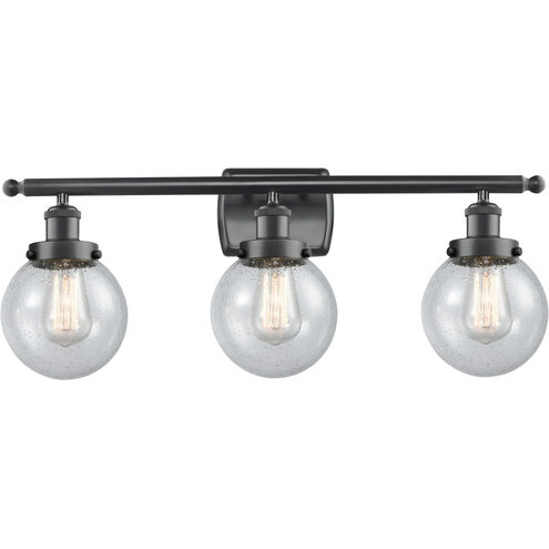 Ballston Beacon LED 26 inch Matte Black Bath Vanity Light Wall Light in Seedy Glass, Ballston