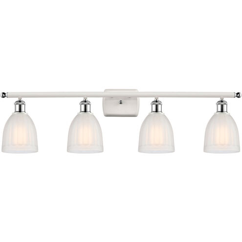 Ballston Brookfield LED 36 inch White and Polished Chrome Bath Vanity Light Wall Light in White Glass, Ballston