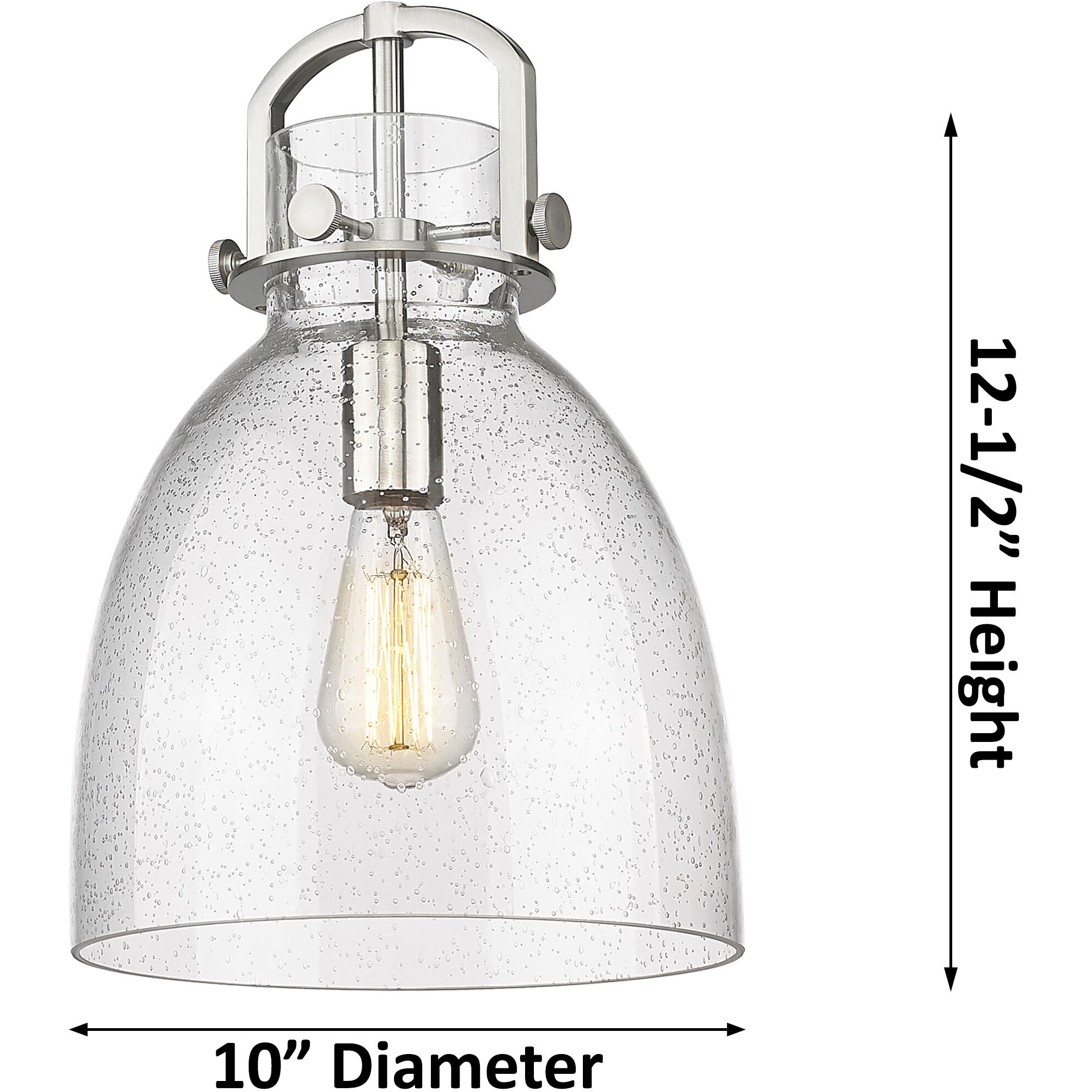 Newton Bell 1 Light 10 inch Satin Nickel Mini Pendant Ceiling Light in Clear Glass