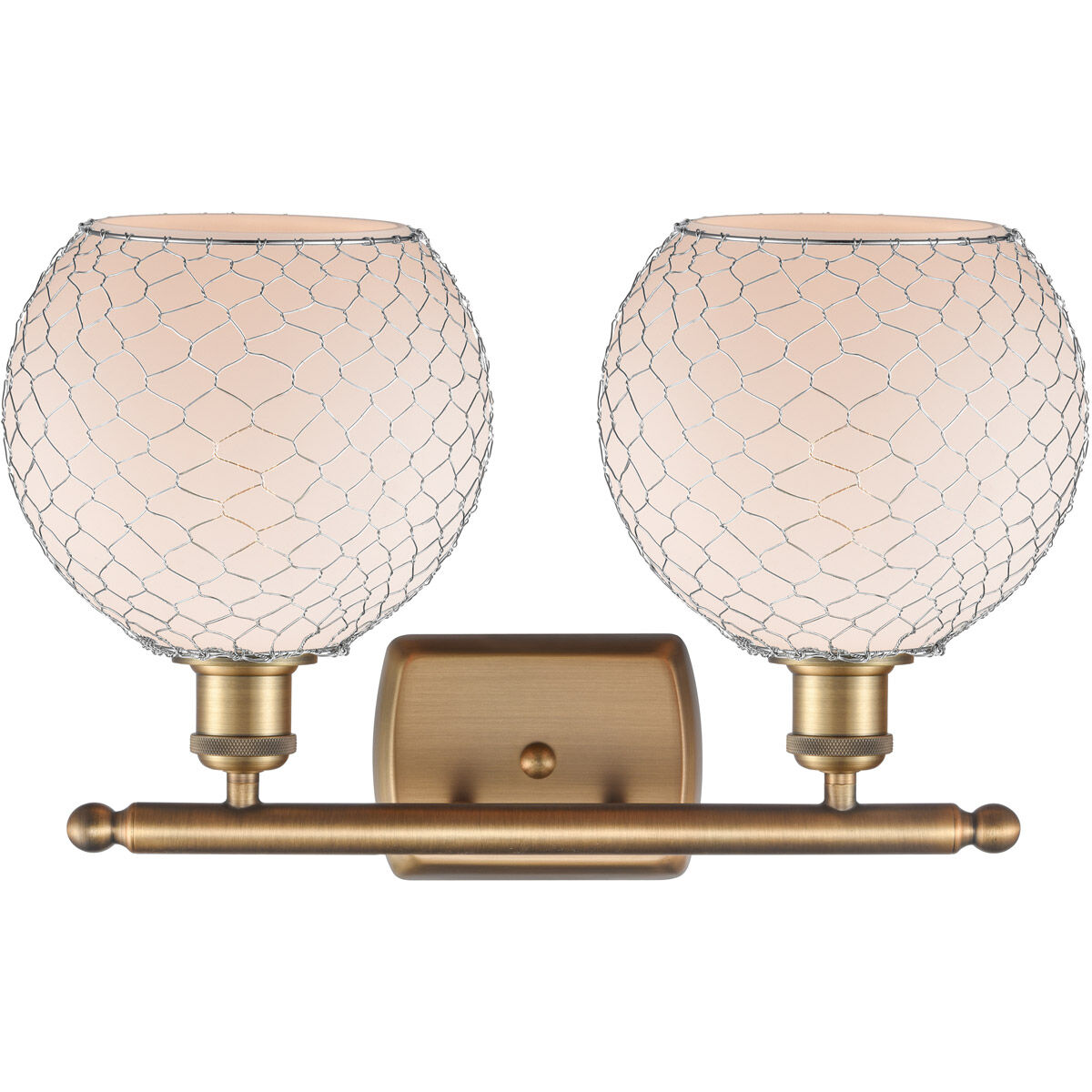 Ballston Farmhouse Chicken Wire LED 16 inch Brushed Brass Bath Vanity Light Wall Light, Ballston
