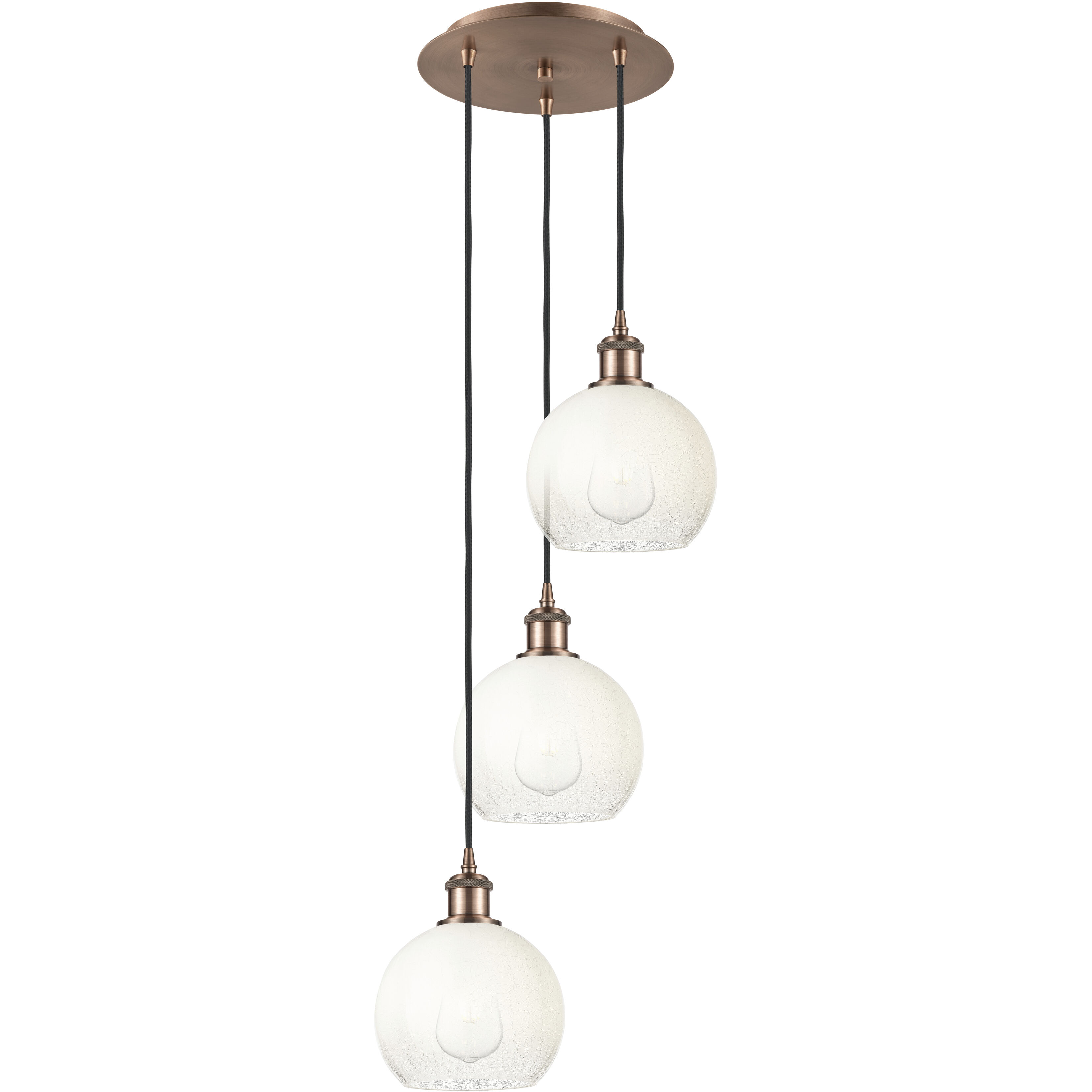 Ballston Brookhaven Globe 3 Light 14.5 inch Antique Copper Multi Pendant Ceiling Light in Opal Glass