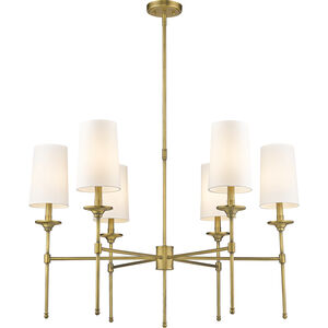 Emily 6 Light 38 inch Rubbed Brass Chandelier Ceiling Light