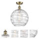 Ballston X-Large Deco Swirl 1 Light 12 inch Antique Brass Semi-Flush Mount Ceiling Light in Incandescent, X-Large Athens, Deco Swirl Glass, Ballston