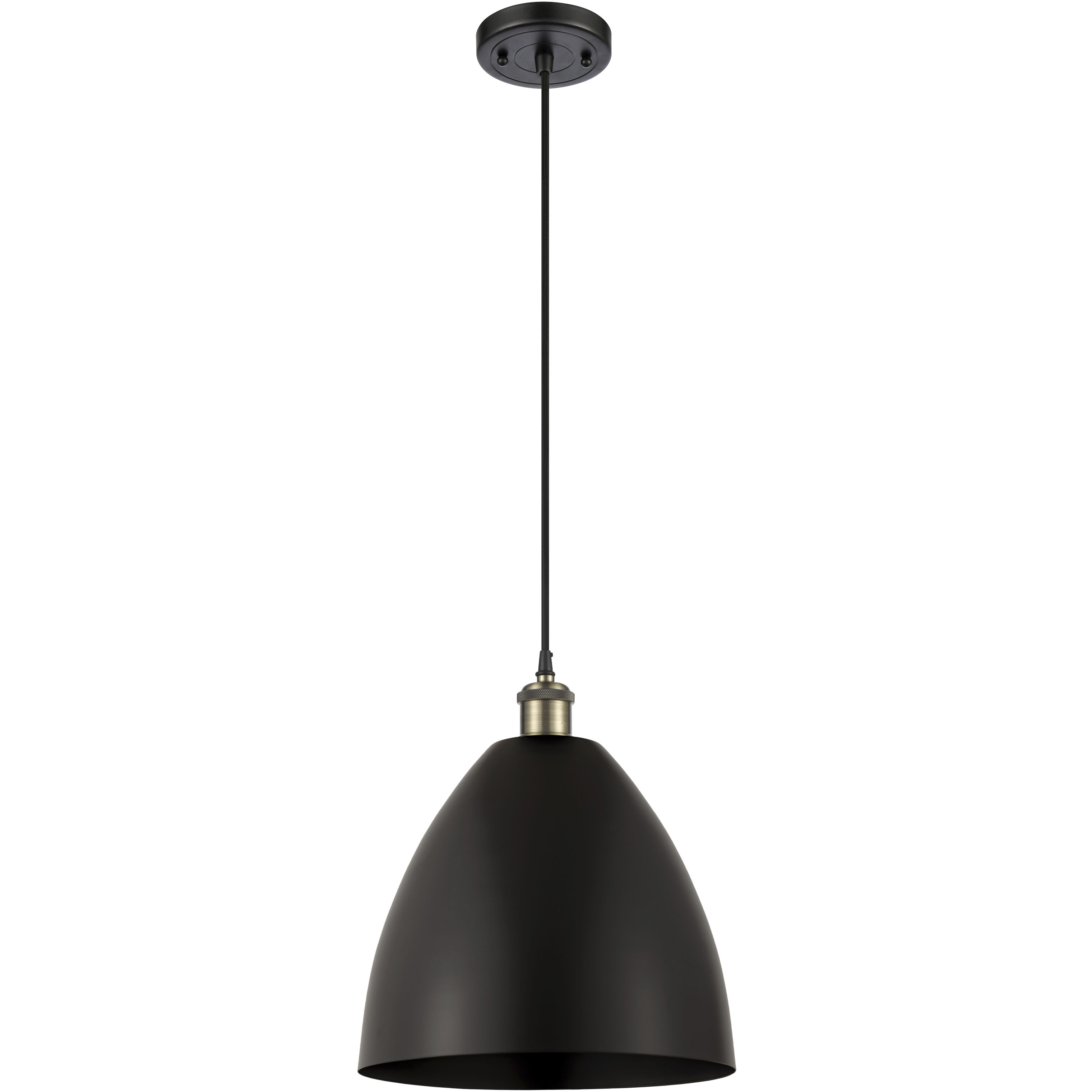 Ballston Dome 1 Light 12 inch Black Antique Brass Mini Pendant Ceiling Light