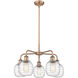 Belfast 5 Light 24 inch Antique Copper Chandelier Ceiling Light in Deco Swirl