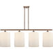 Ballston Cobbleskill 4 Light 48 inch Antique Copper Island Light Ceiling Light in Matte White Glass
