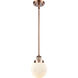 Ballston Beacon 1 Light 6 inch Antique Copper Pendant Ceiling Light in Matte White Glass