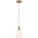 Downtown Urban Bridal Veil 1 Light 5 inch Brushed Brass Mini Pendant Ceiling Light in Gloss White Glass