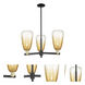 Brookhaven Almond 3 Light 17.63 inch Black Antique Brass Chandelier Ceiling Light in Amber Glass
