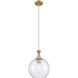 Astor 1 Light 10 inch Brushed Brass Mini Pendant Ceiling Light in Seedy Glass