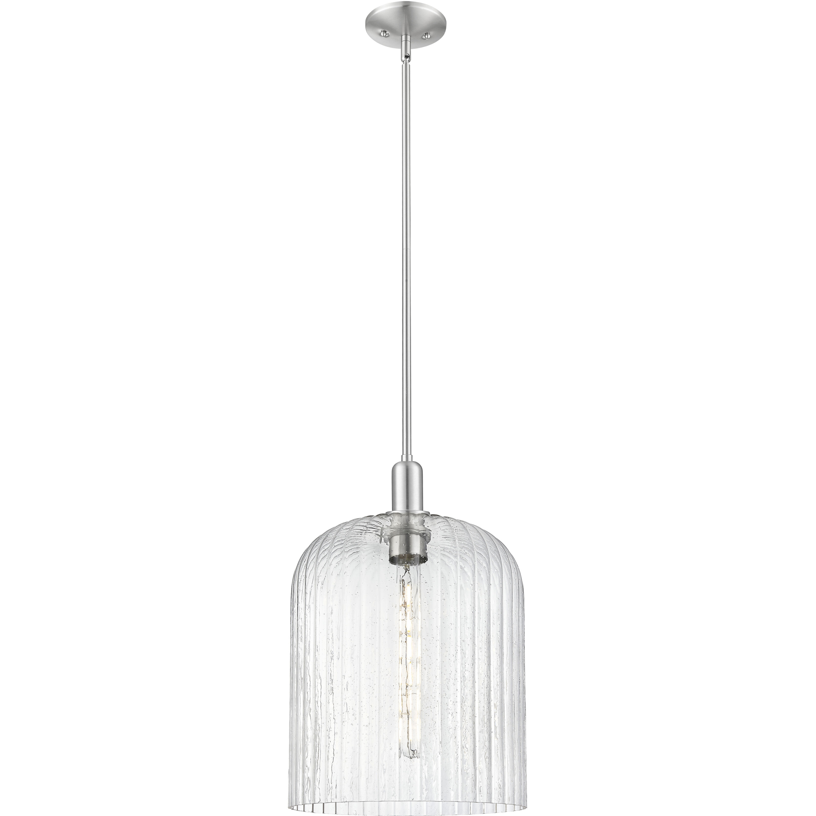 Bridal Veil 1 Light 12 inch Brushed Satin Nickel Mini Pendant Ceiling Light in Seedy Glass