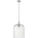 Bridal Veil 1 Light 12 inch Brushed Satin Nickel Mini Pendant Ceiling Light in Seedy Glass