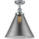 Ballston X-Large Cone 1 Light 8 inch Polished Chrome Semi-Flush Mount Ceiling Light in Plated Smoke Glass