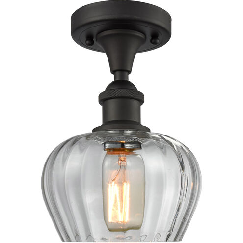 Ballston Fenton 1 Light 7 inch Oil Rubbed Bronze Semi-Flush Mount Ceiling Light in Clear Glass, Ballston
