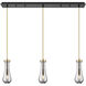 Owego 3 Light 35.5 inch Champagne Bronze Linear Pendant Ceiling Light in Light Smoke Glass