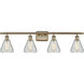 Ballston Conesus 4 Light 36 inch Antique Brass Bath Vanity Light Wall Light in Incandescent, Clear Crackle Glass, Ballston