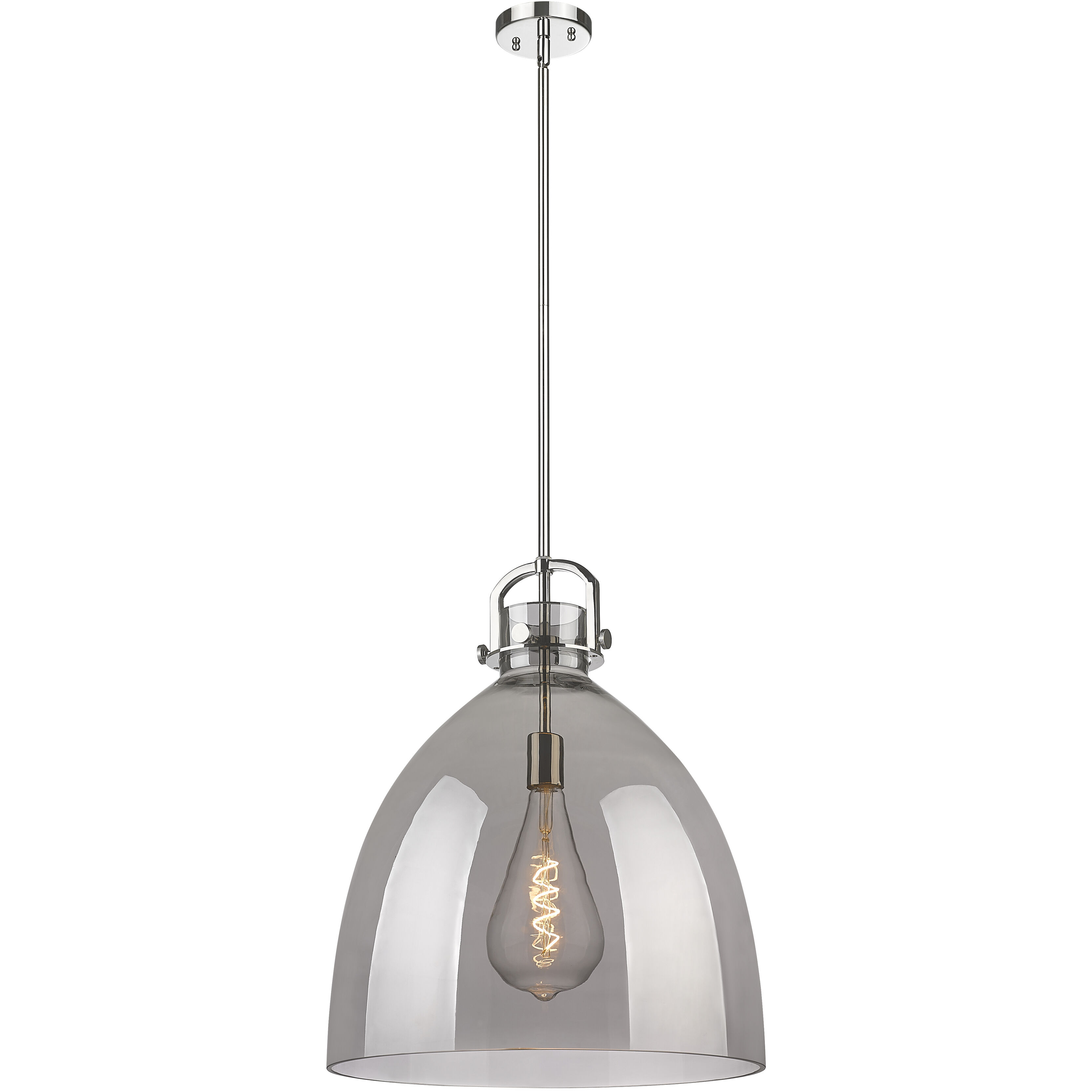 Newton Bell 1 Light 18 inch Polished Nickel Pendant Ceiling Light in Light Smoke Glass