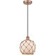 Edison Farmhouse Rope 1 Light 8 inch Antique Copper Mini Pendant Ceiling Light