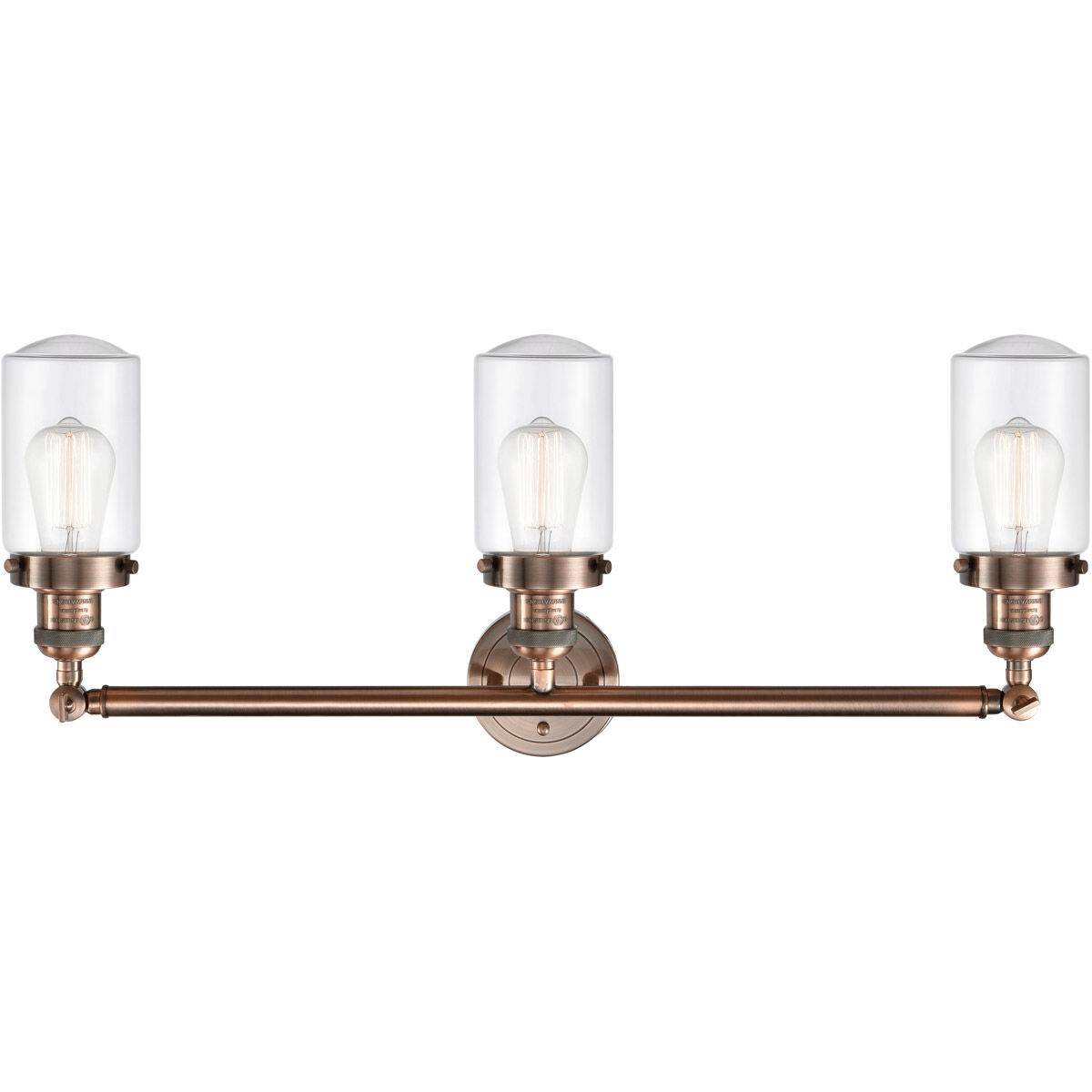 Franklin Restoration Dover 3 Light 31 inch Antique Copper Bath Vanity Light Wall Light in Clear Glass, Franklin Restoration