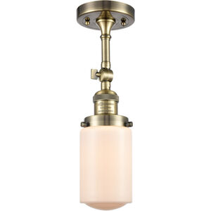 Franklin Restoration Dover LED 5 inch Antique Brass Semi-Flush Mount Ceiling Light in Matte White Glass, Franklin Restoration