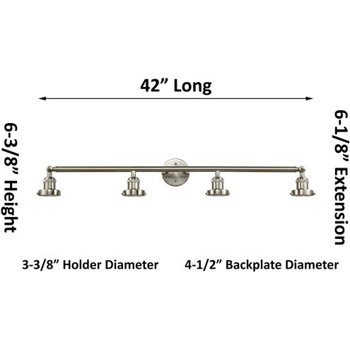 Franklin Restoration Small Canton LED 42 inch Brushed Satin Nickel Bath Vanity Light Wall Light in Seedy Glass, Franklin Restoration