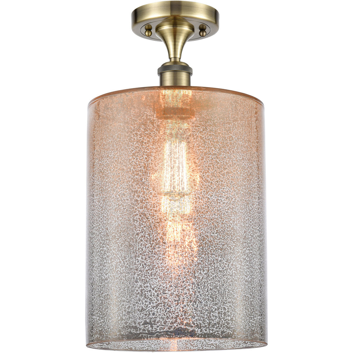 Ballston Large Cobbleskill 1 Light 9 inch Antique Brass Semi-Flush Mount Ceiling Light in Incandescent, Mercury Glass, Ballston