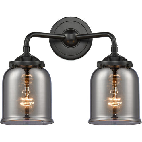 Nouveau Small Bell 2 Light 13 inch Oil Rubbed Bronze Bath Vanity Light Wall Light in Plated Smoke Glass, Nouveau