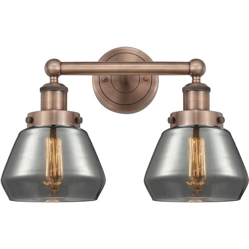 Fulton 2 Light 15.5 inch Antique Copper and Plated Smoke Bath Vanity Light Wall Light