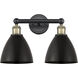 Metal Bristol 2 Light 16.5 inch Black Antique Brass and Matte Black Bath Vanity Light Wall Light