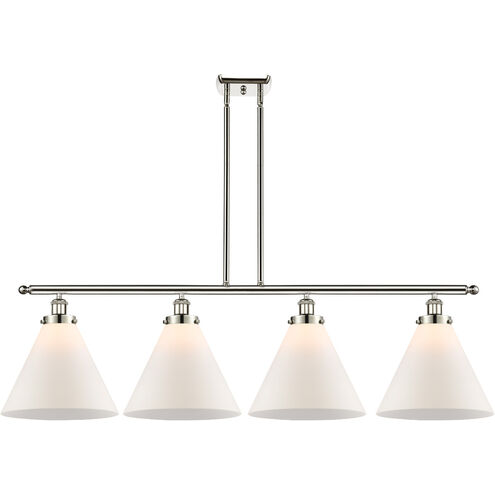 Ballston X-Large Cone 4 Light 48 inch Polished Nickel Island Light Ceiling Light in Matte White Glass
