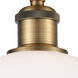 Ballston Athens 1 Light 8 inch Brushed Brass Semi-Flush Mount Ceiling Light in Matte White Glass, Ballston