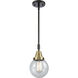Beacon 1 Light 6 inch Black Antique Brass Mini Pendant Ceiling Light in Seedy Glass