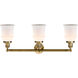 Franklin Restoration Canton 3 Light 30 inch Brushed Brass Bath Vanity Light Wall Light in Matte White Glass, Franklin Restoration