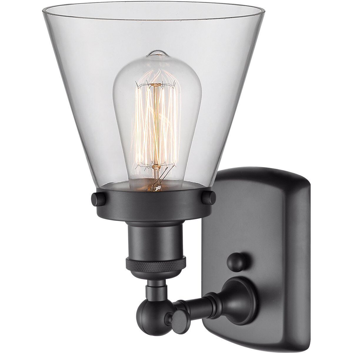 Ballston Small Cone 1 Light 6 inch Matte Black Sconce Wall Light in Clear Glass, Ballston