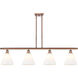 Ballston Ballston Cone 4 Light 48 inch Antique Copper Island Light Ceiling Light in Matte White Glass