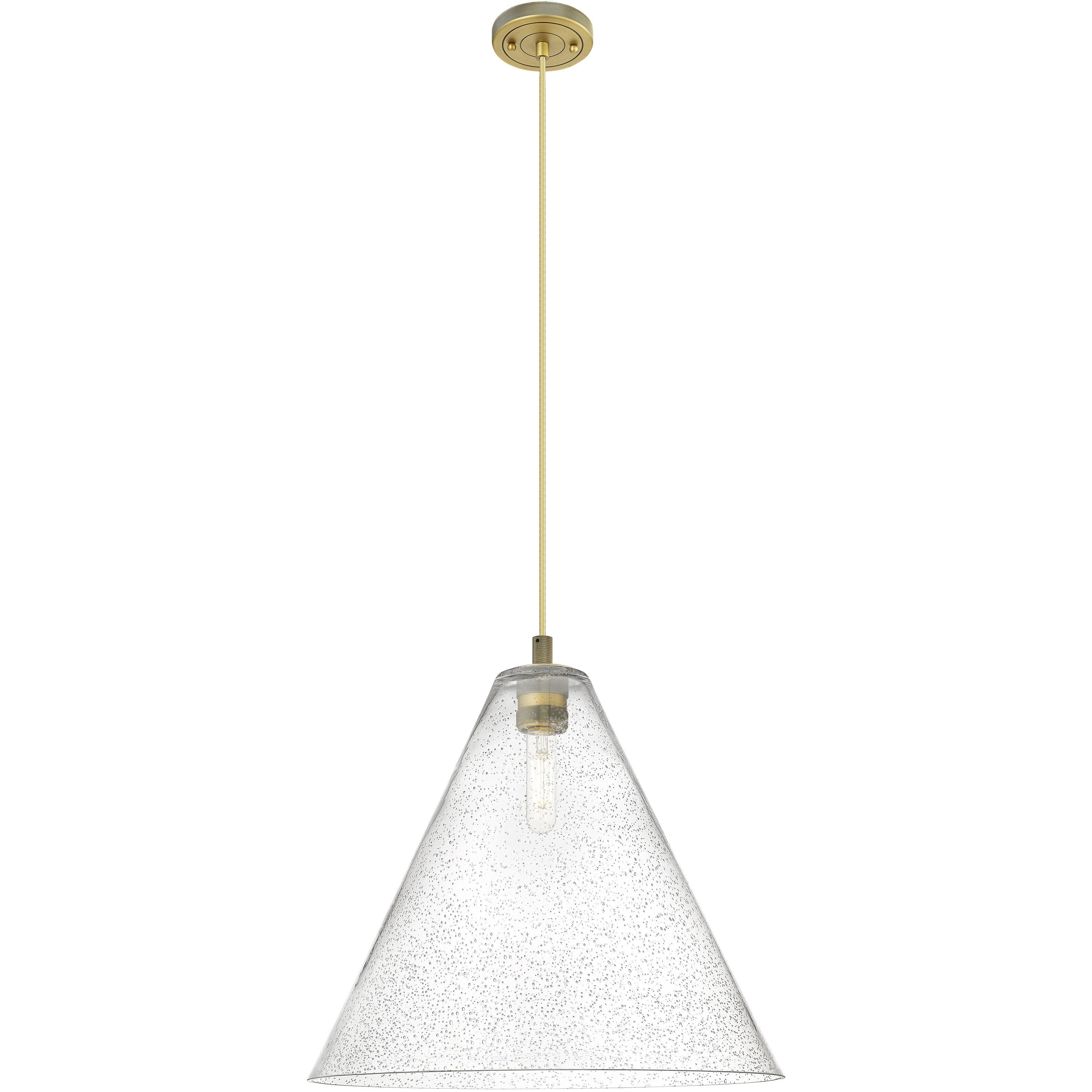 Crown Point 1 Light 16 inch Brushed Brass Pendant Ceiling Light in Seedy Glass