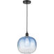 Edison Brookhaven Sphere 1 Light 10.5 inch Matte Black Mini Pendant Ceiling Light in Sapphire Blue Glass