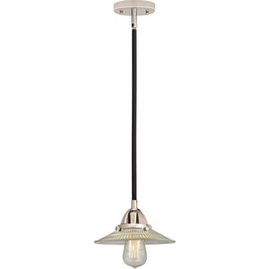 Nouveau 2 Halophane 1 Light 9 inch Black Polished Nickel Mini Pendant Ceiling Light in Clear Halophane Glass