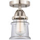 Nouveau 2 Small Canton 1 Light 5 inch Brushed Satin Nickel Semi-Flush Mount Ceiling Light in Clear Glass
